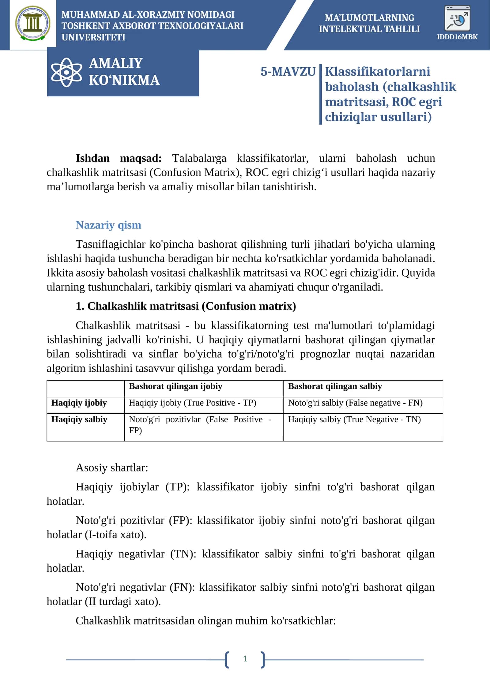 MA’LUMOTLARNING INTELEKTUAL TAHLILI