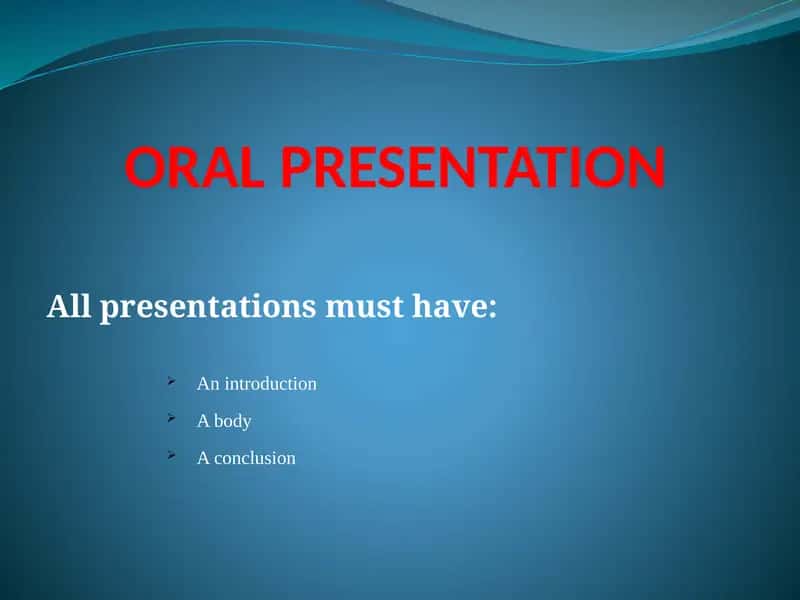 ORAL PRESENTATION