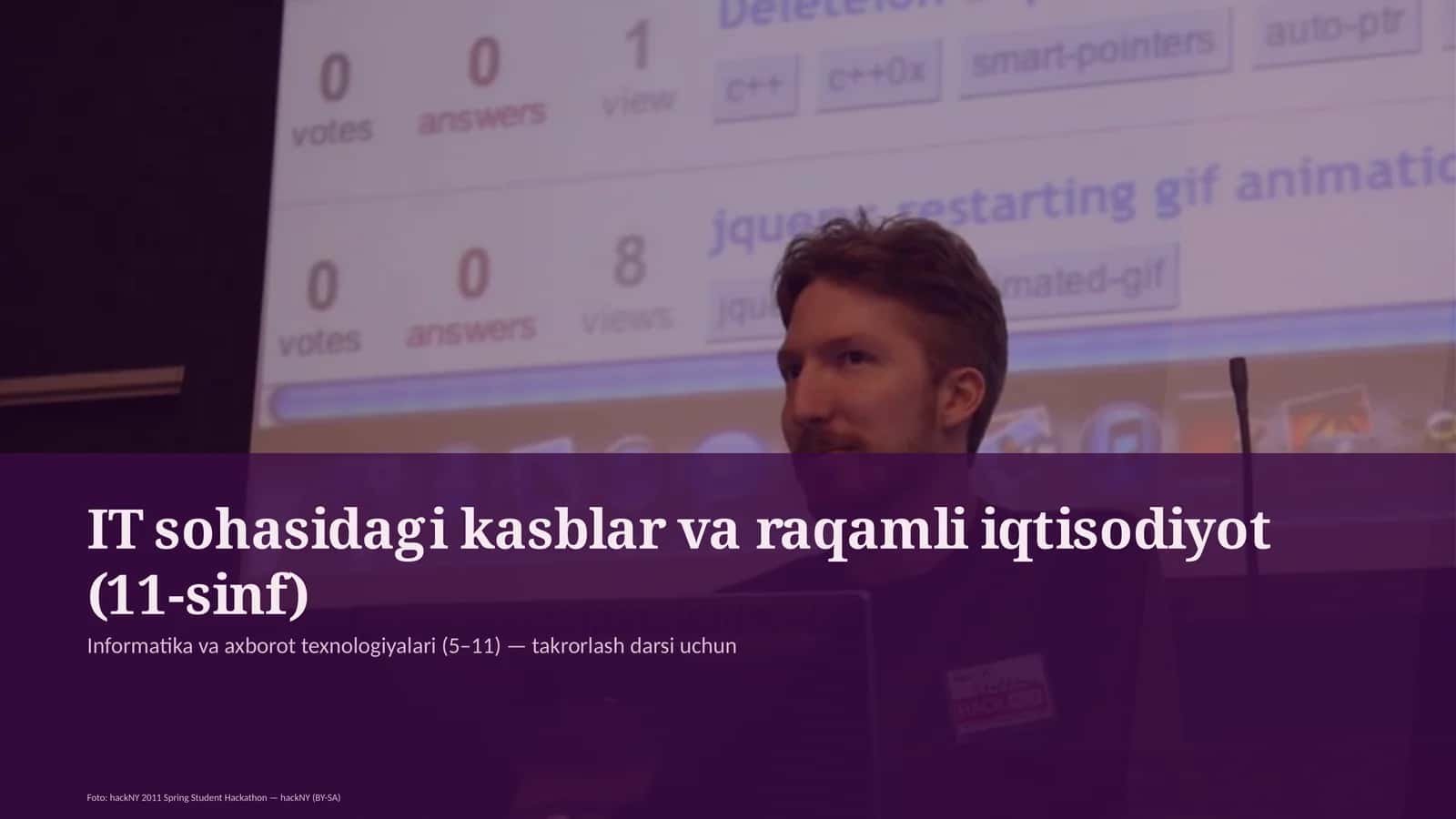 IT sohasidagi kasblar va raqamli iqtisodiyot (11-sinf)