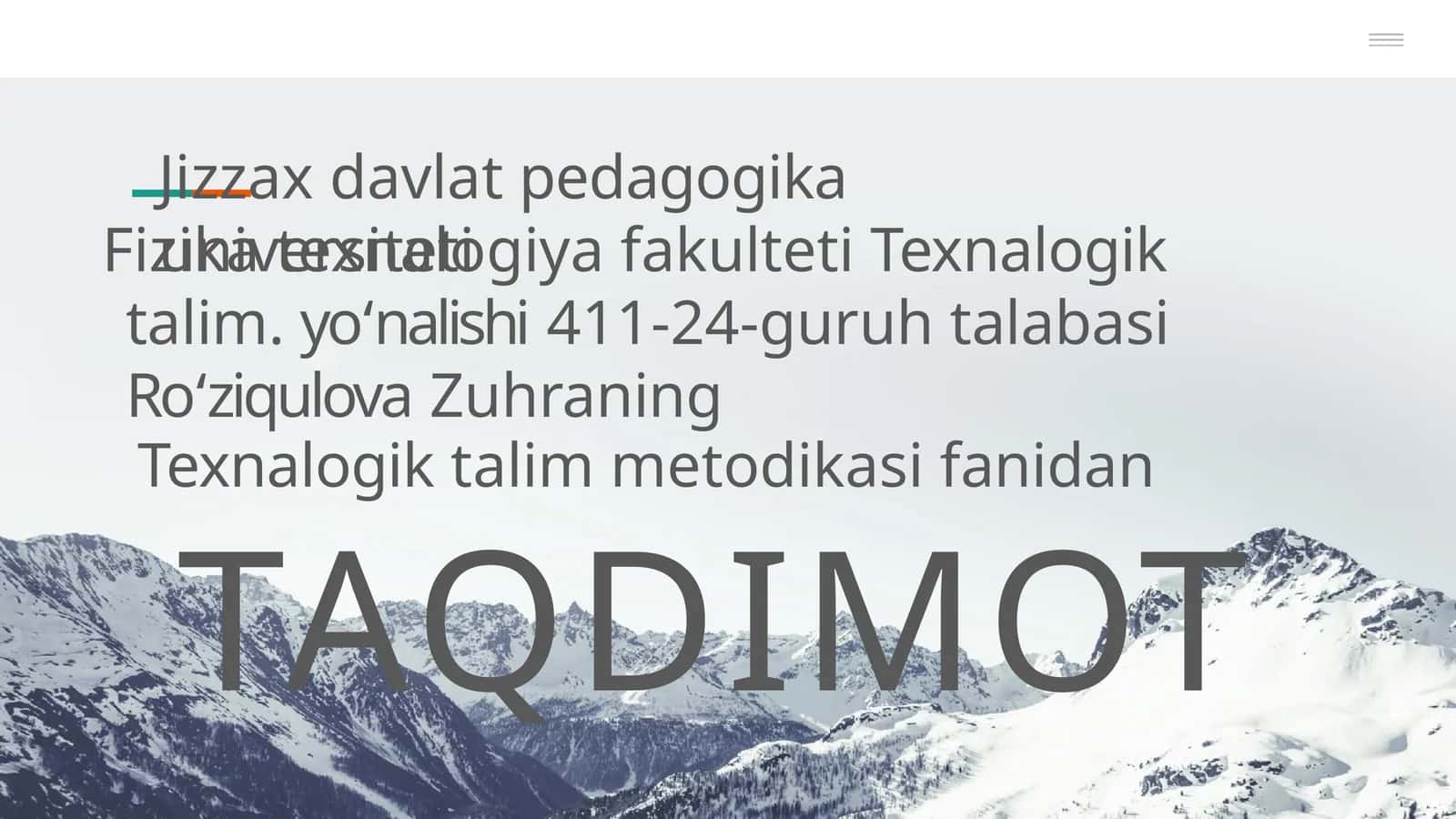 Texnologiya talim methodikasi