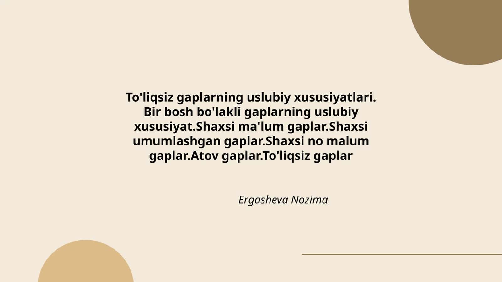 To'liqsiz gaplarning uslubiy xususiyatlari