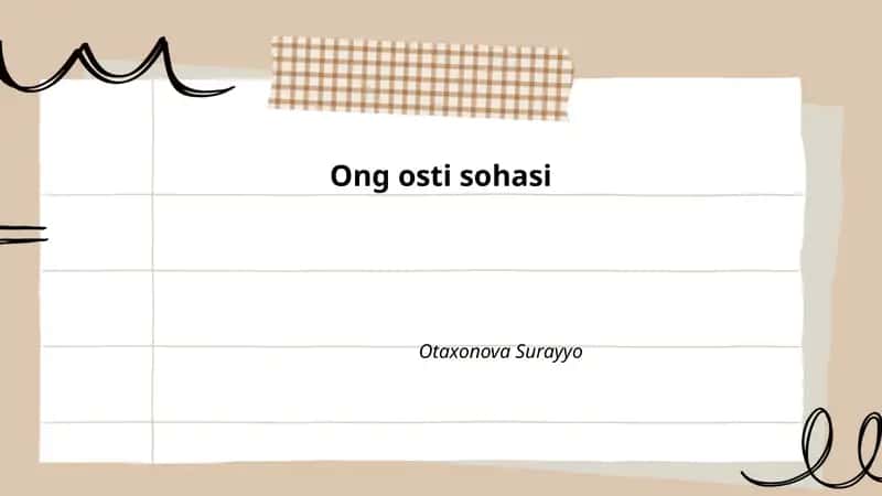 Ong osti sohasi: nazariy asoslar