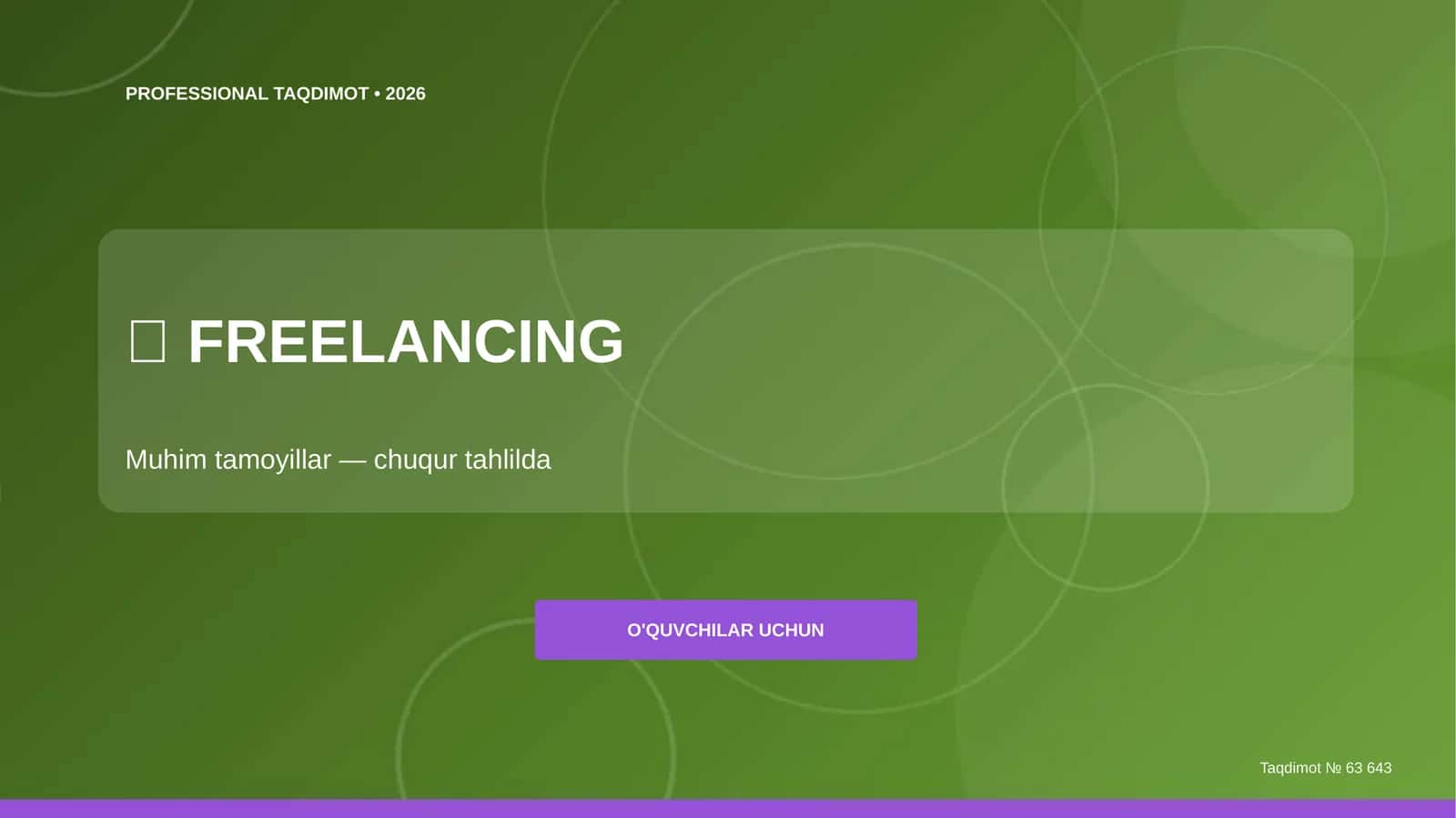 Freelancing: muhim tamoyillar (chuqur tahlilda)