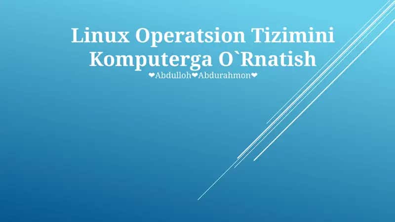 Linux Operatsion Tizimini Komputerga O`Rnatish