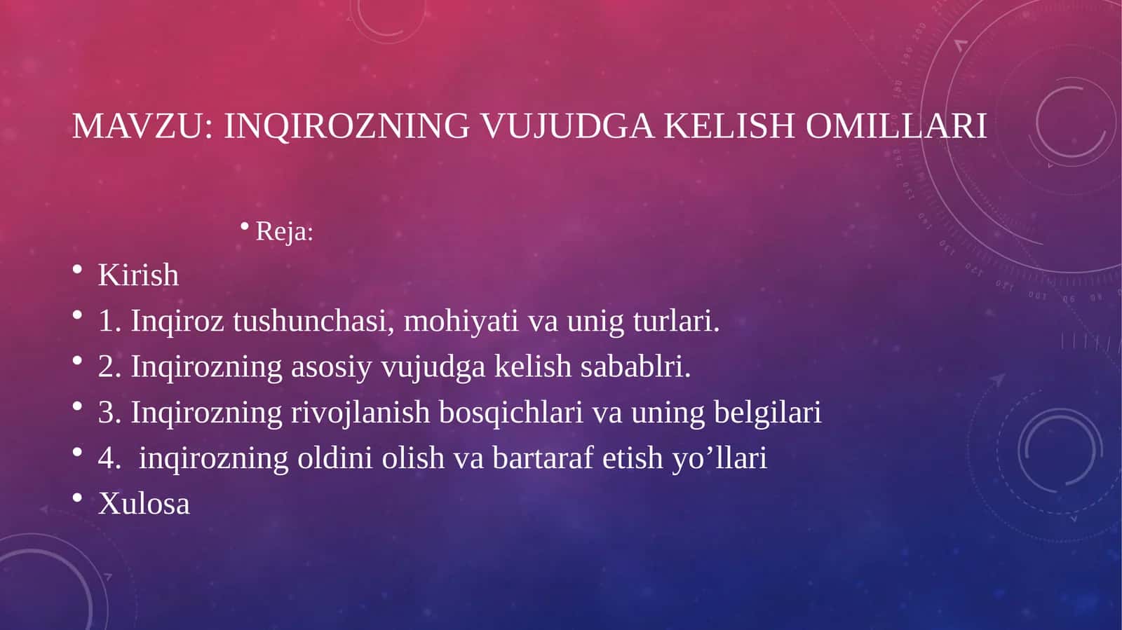 inqirozning vujudga kelish omillari