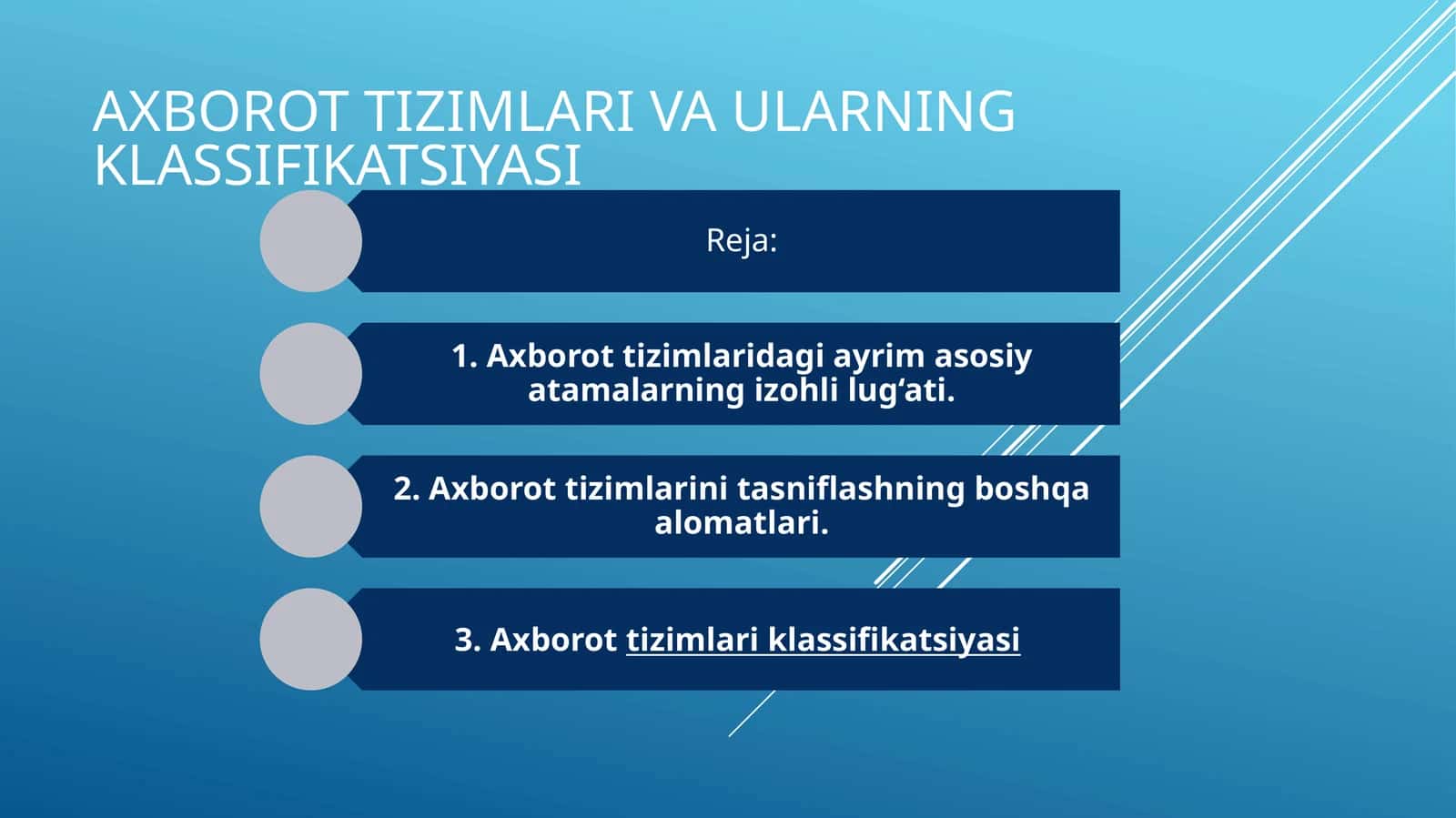 Axborot tizimlari va ularning klassifikatsiyasi