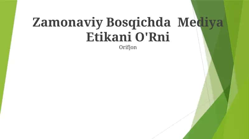 Zamonaviy Bosqichda Mediya Etikani O'Rni