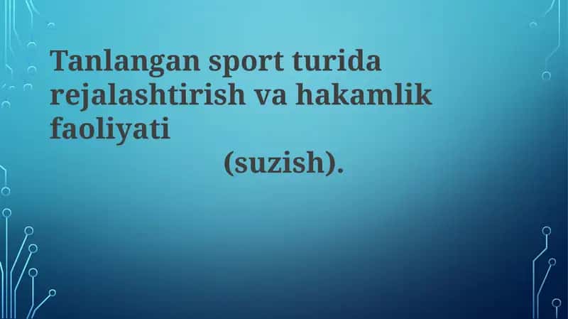 Transport sport turlarini rejalashtirish va hakamlik faoliyati