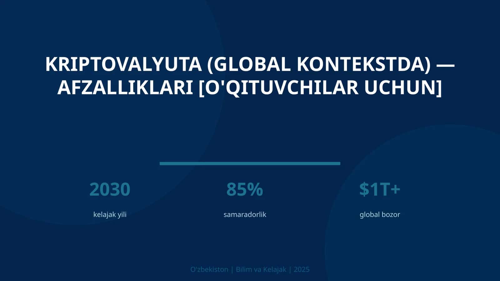 Kriptovalyuta (global kontekstda) — afzalliklari [o'qituvchilar uchun]