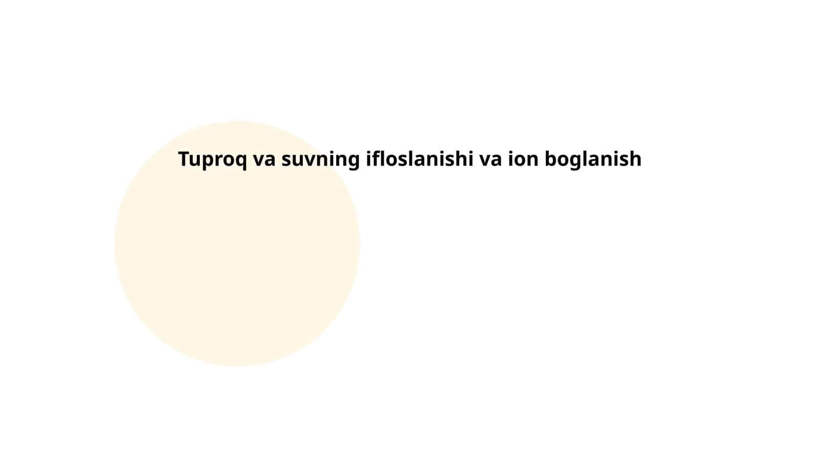 Tuproq va suvning ifloslanishi va ion boglanish