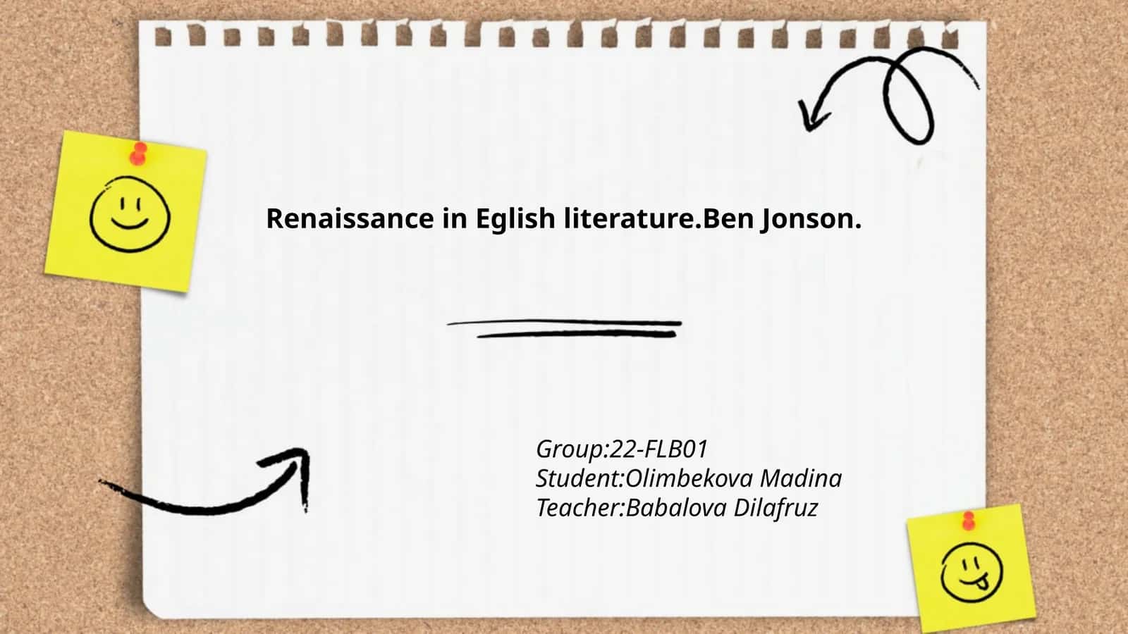 Renaissance in Eglish literature.Ben Jonson