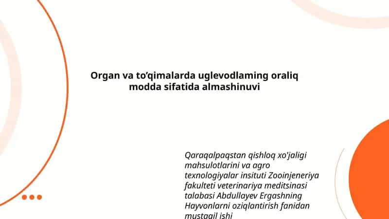 Hayvonlarni oziqlantirish fanidan mustaqil ishi