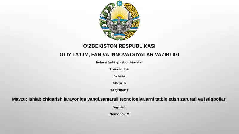 Yangi texnologiyalarni joriy etish zarurati