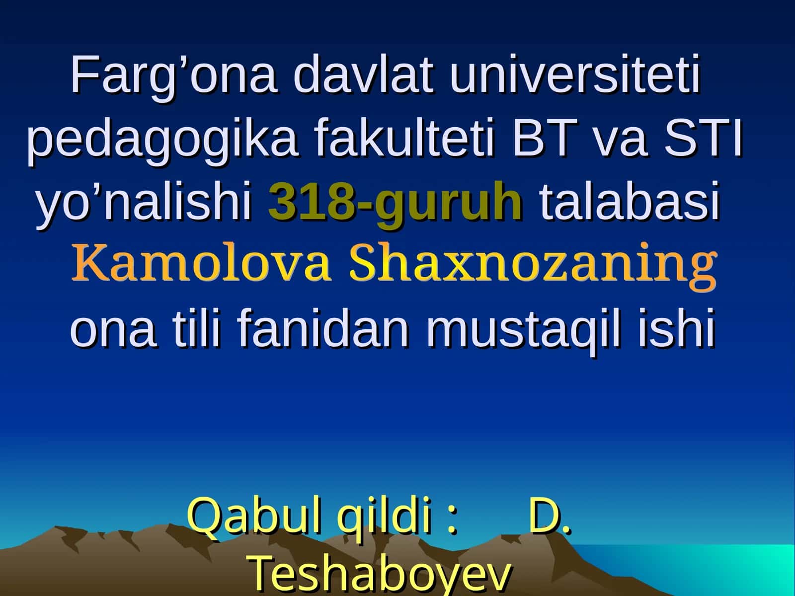 Ajratilgan bo’laklar haqida ma’lumot