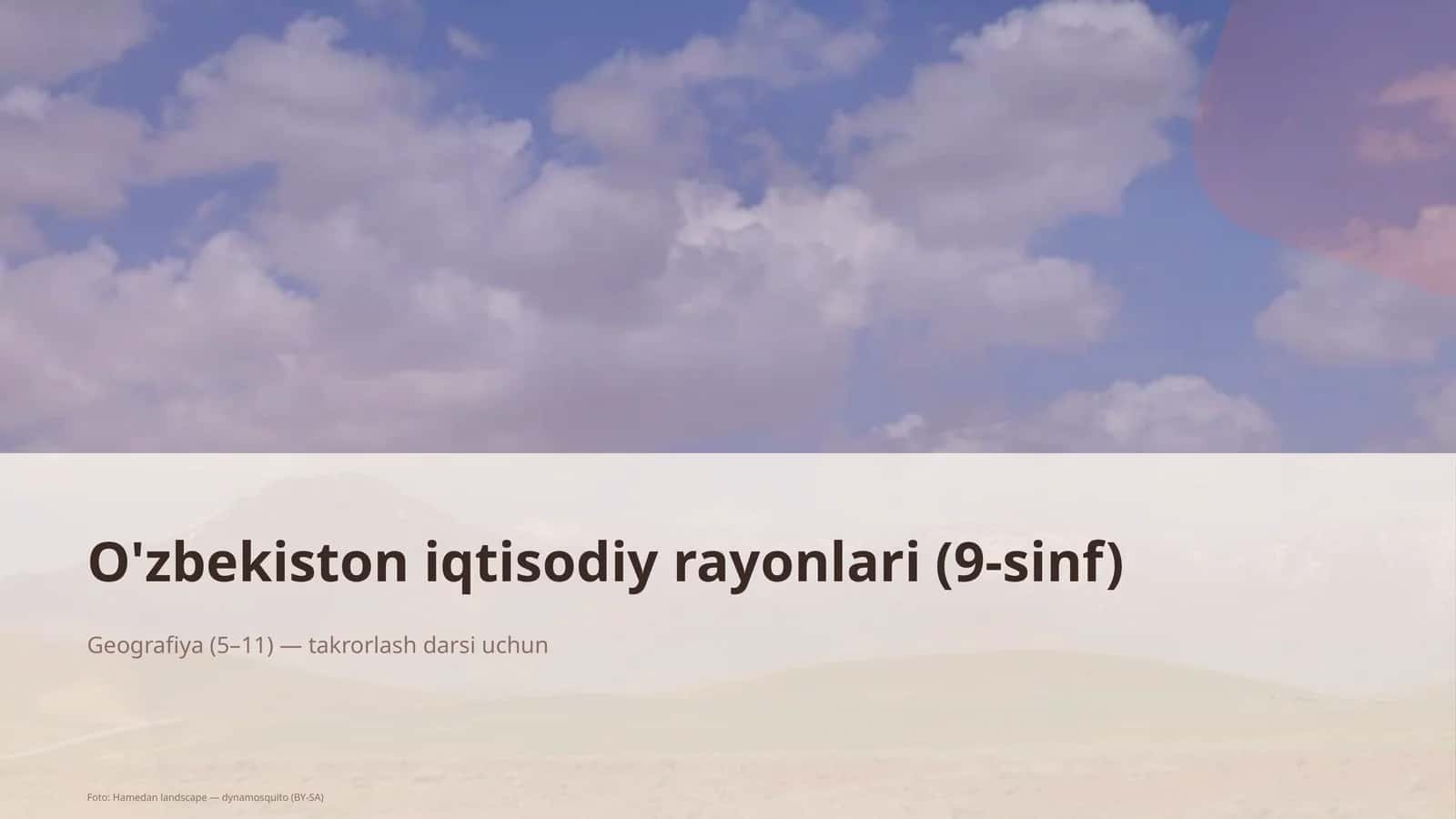 O'zbekiston iqtisodiy rayonlari (9-sinf)