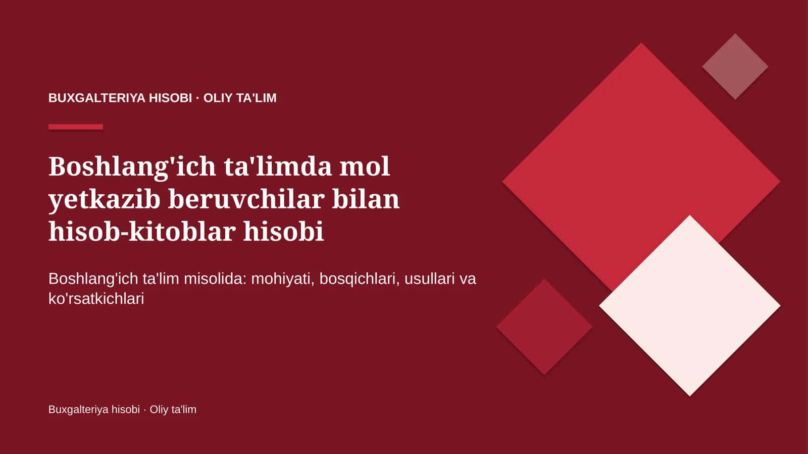 boshlang'ich ta'limda mol yetkazib beruvchilar bilan hisob kitoblar hisobi 3101