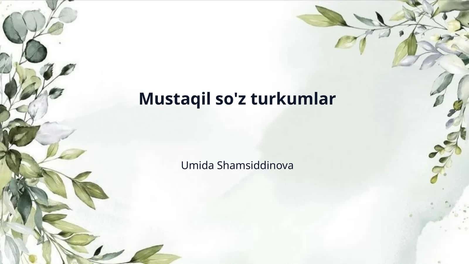 Mustaqil so'z turkumlar