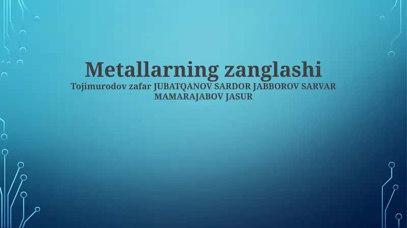 Metallarning zanglashi