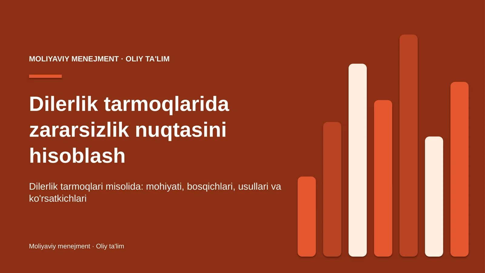 Dilerlik tarmoqlarida zararsizlik nuqtasini hisoblash