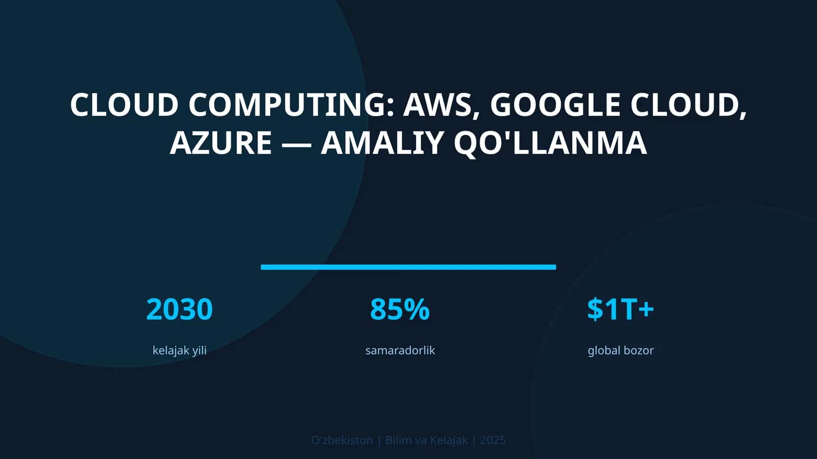 Cloud computing: AWS, Google Cloud, Azure — amaliy qo'llanma