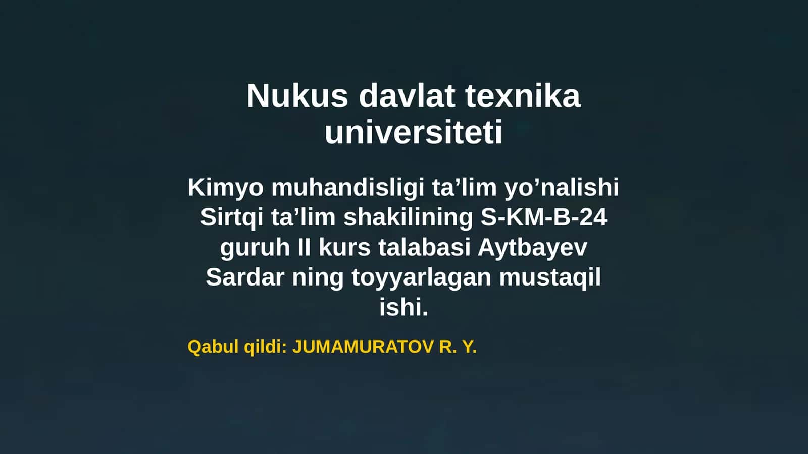Kimyomuhandisligi ta'lim yo'nalishi