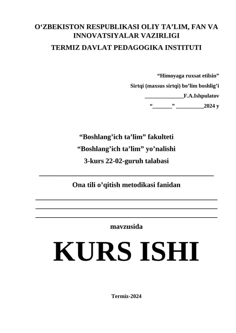 Ona tili o’qitish metodikasi