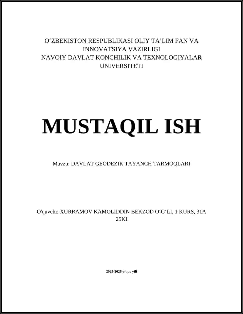 DAVLAT GEODEZIK TAYANCH TARMOQLARI