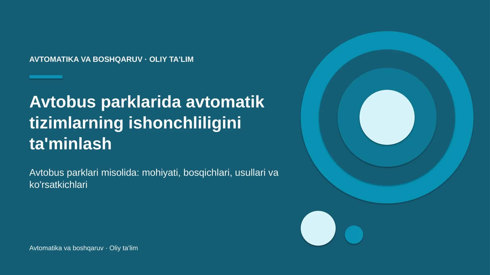 avtobus parklarida avtomatik tizimlarning ishonchliligini ta'minlash 8430