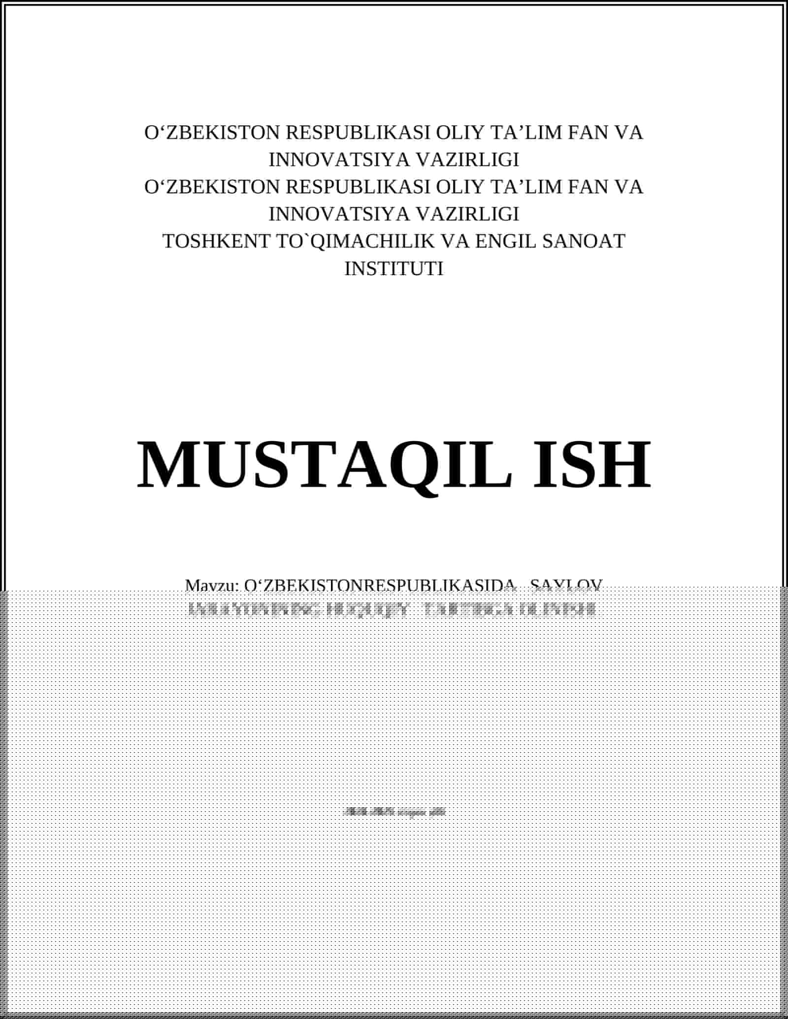 O‘ZBEKISTONRESPUBLIKASIDA SAYLOV JARAYONINING HUQUQIY TARTIBGA OLINISHI