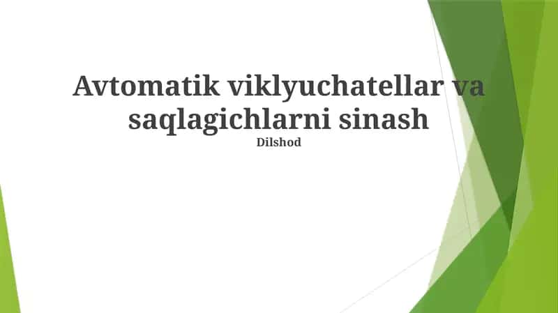 Avtomatik viklyuchatellar va saqlagichlarni sinash