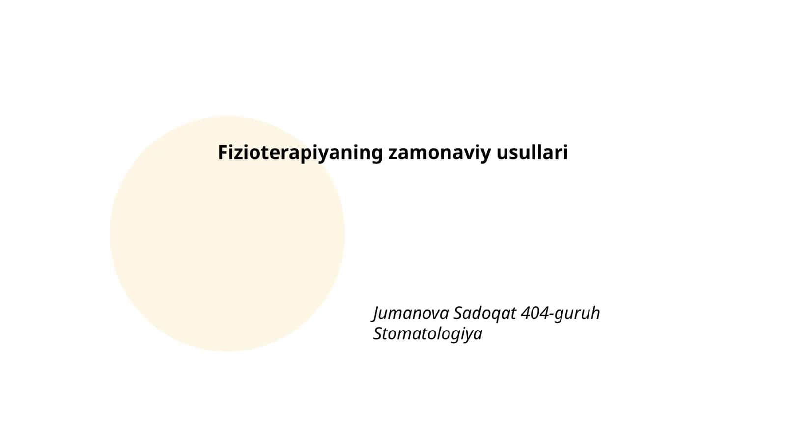 Fizioterapiyaning zamonaviy usullari