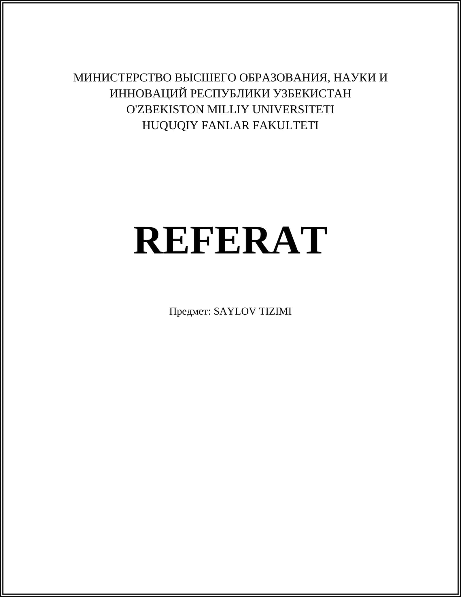 SAYLOV TIZIMI