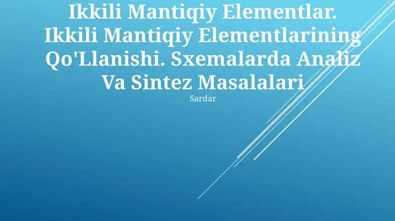 Ikkili Mantiqiy Elementlar
