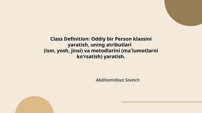 Class Definition