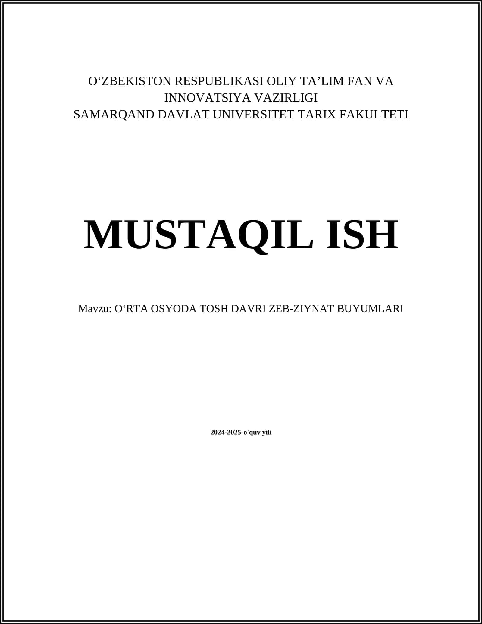 OʻRTA OSYODA TOSH DAVRI ZEB-ZIYNAT BUYUMLARI