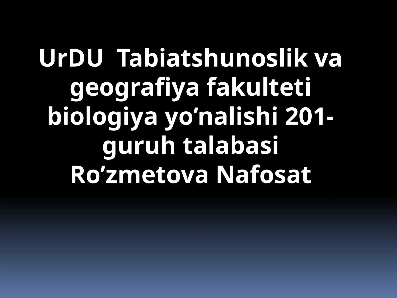 UrDU Tabiatshunoslik va Geografiya fakulteti biologiya yo'nalishiga tegishli darslik
