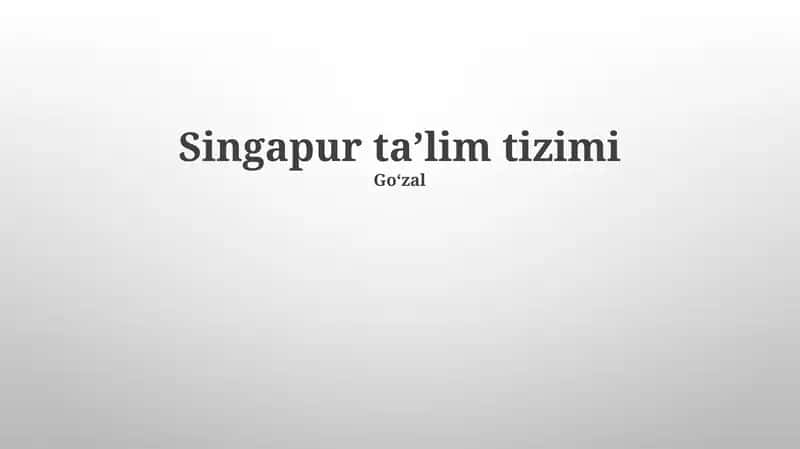 Singapur taʼlim tizimi