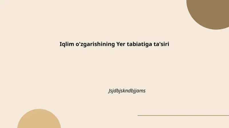 Iqlim o'zgarishining Yer tabiatiga ta'siri