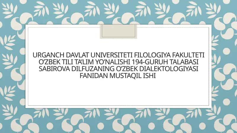 Shevaga oid matnlarning sintaktik xususiyatlari