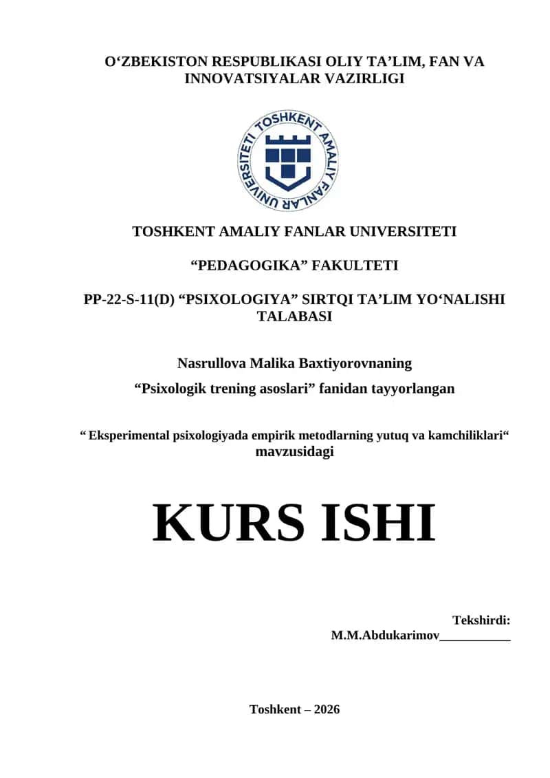 Eksperimental psixologiyada empirik metodlarning yutuq va kamchiliklari