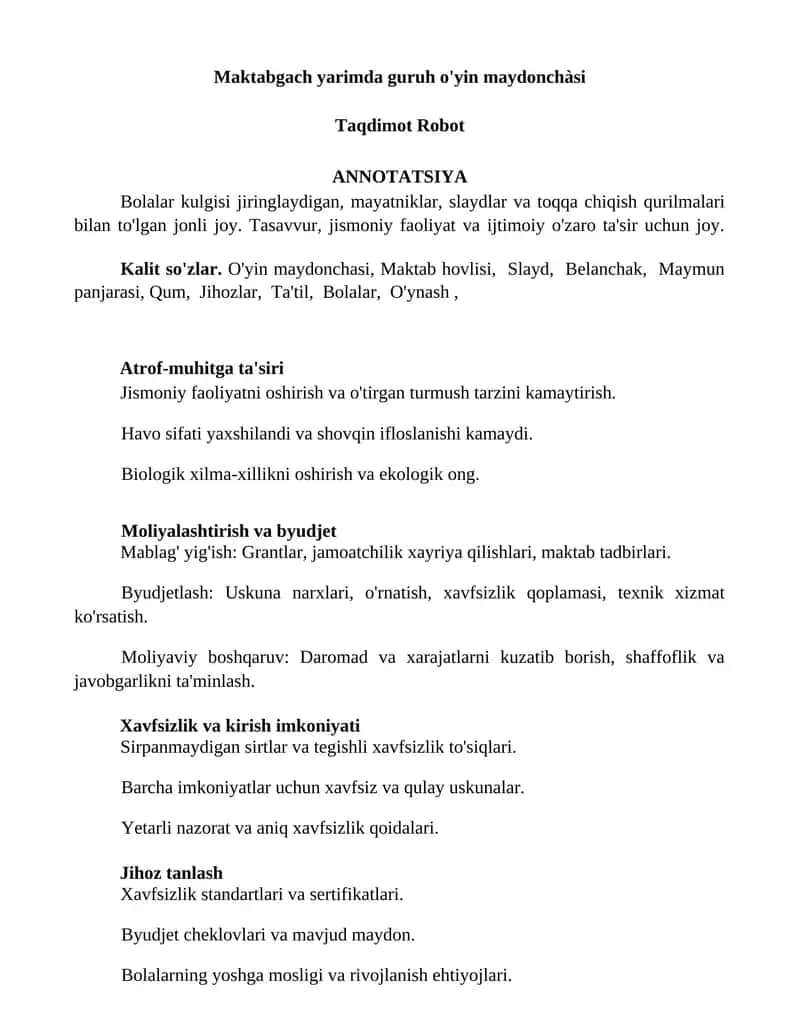 Maktabgach yarimda guruh o'yin maydonchàsi