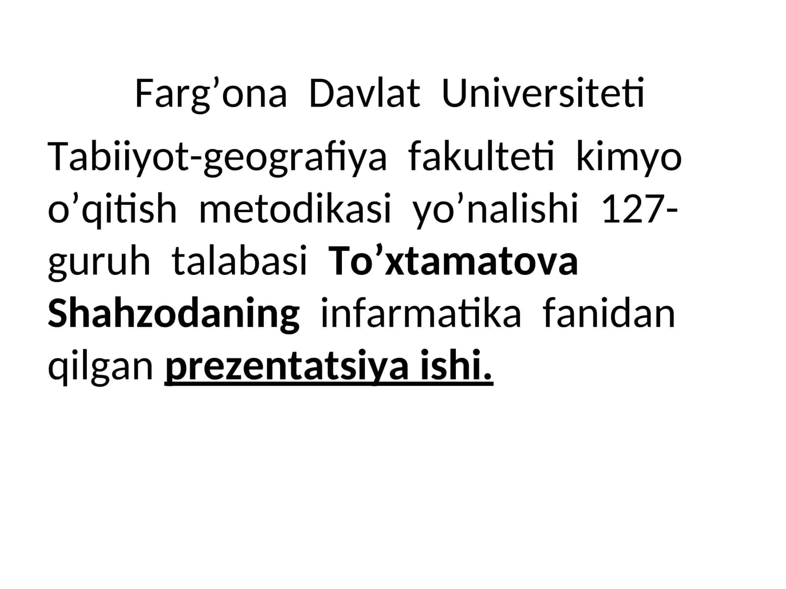 Kimyo o’qitish metodikasi