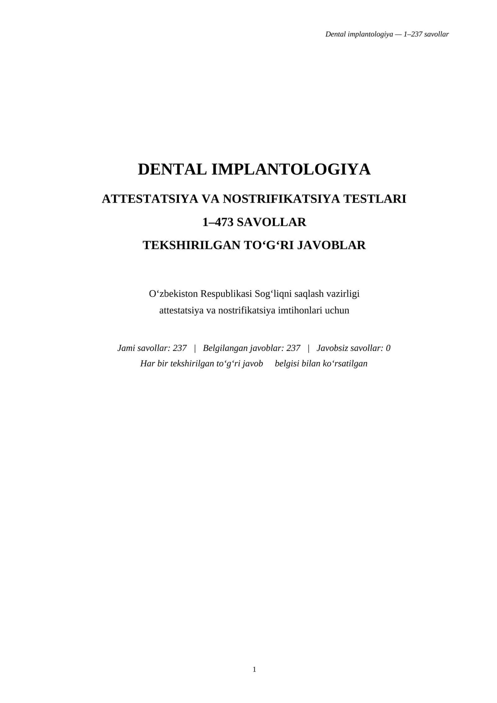 DENTAL IMPLANTOLOGIYA