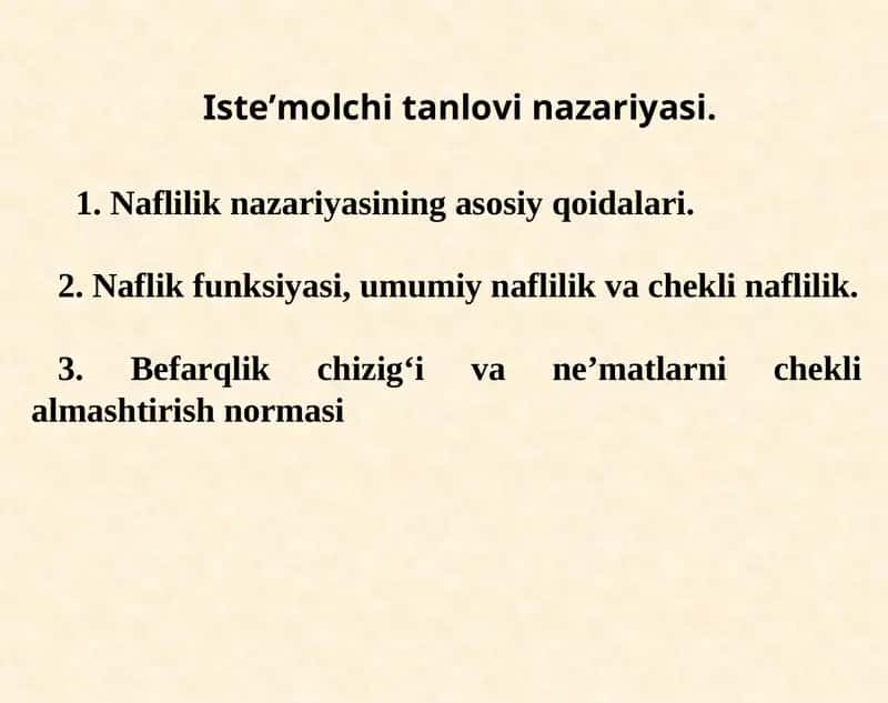 Iste’molchi tanlovi nazariyasi