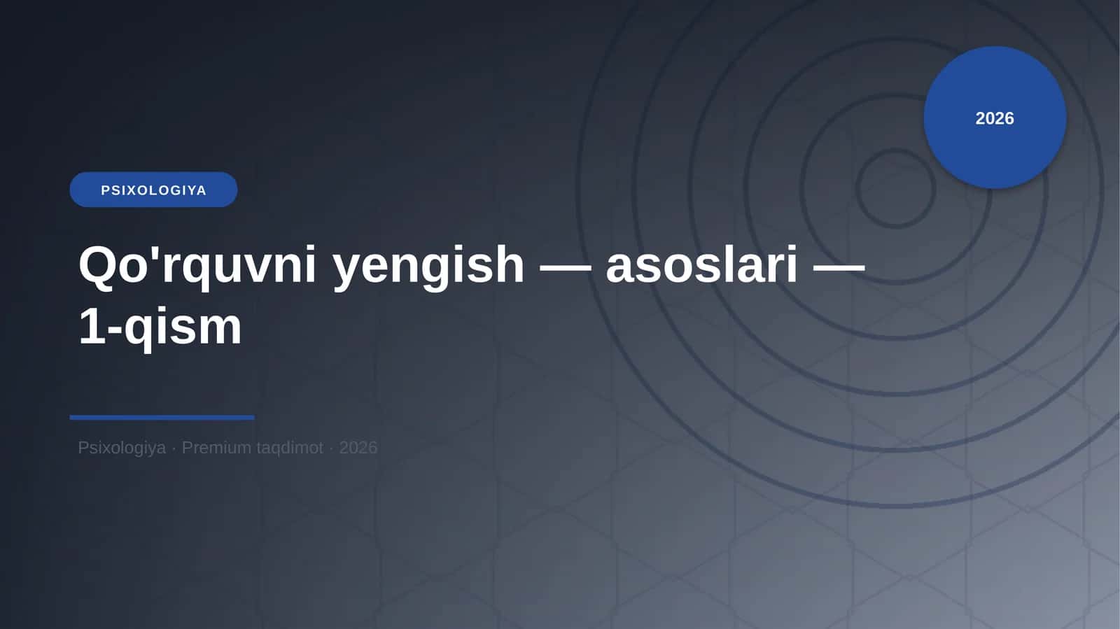 Qo'rquvni yengish — asoslari — 1-qism