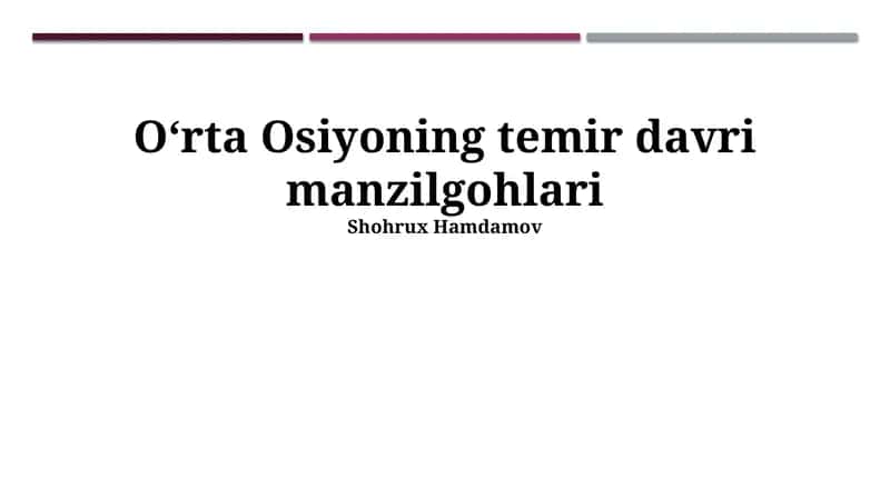 Oʻrta Osiyoning temir davri manzilgohlari