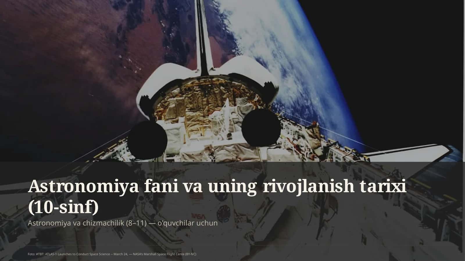 Astronomiya fani va uning rivojlanish tarixi (10-sinf)