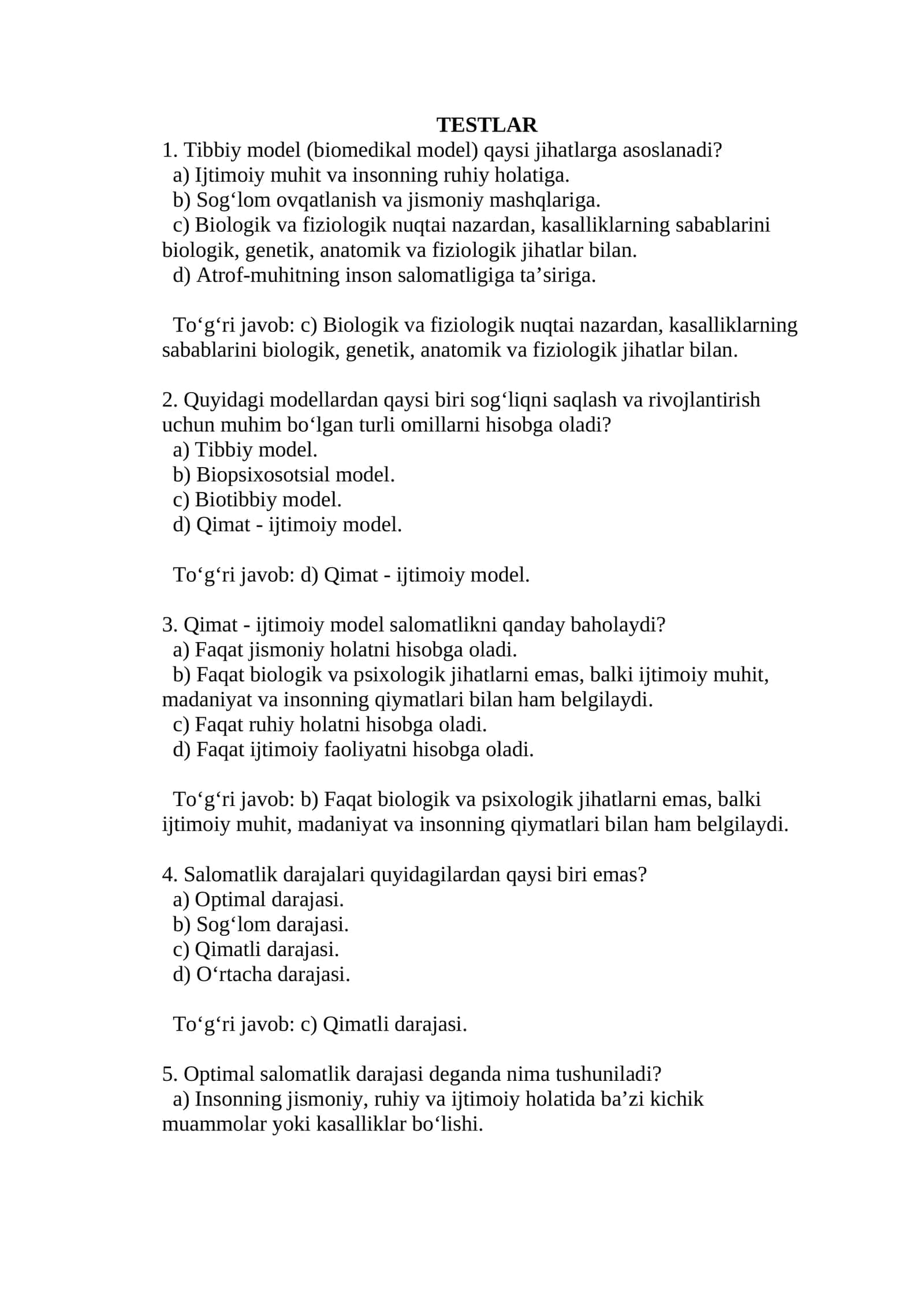 Tibbiy model (biomedikal model)