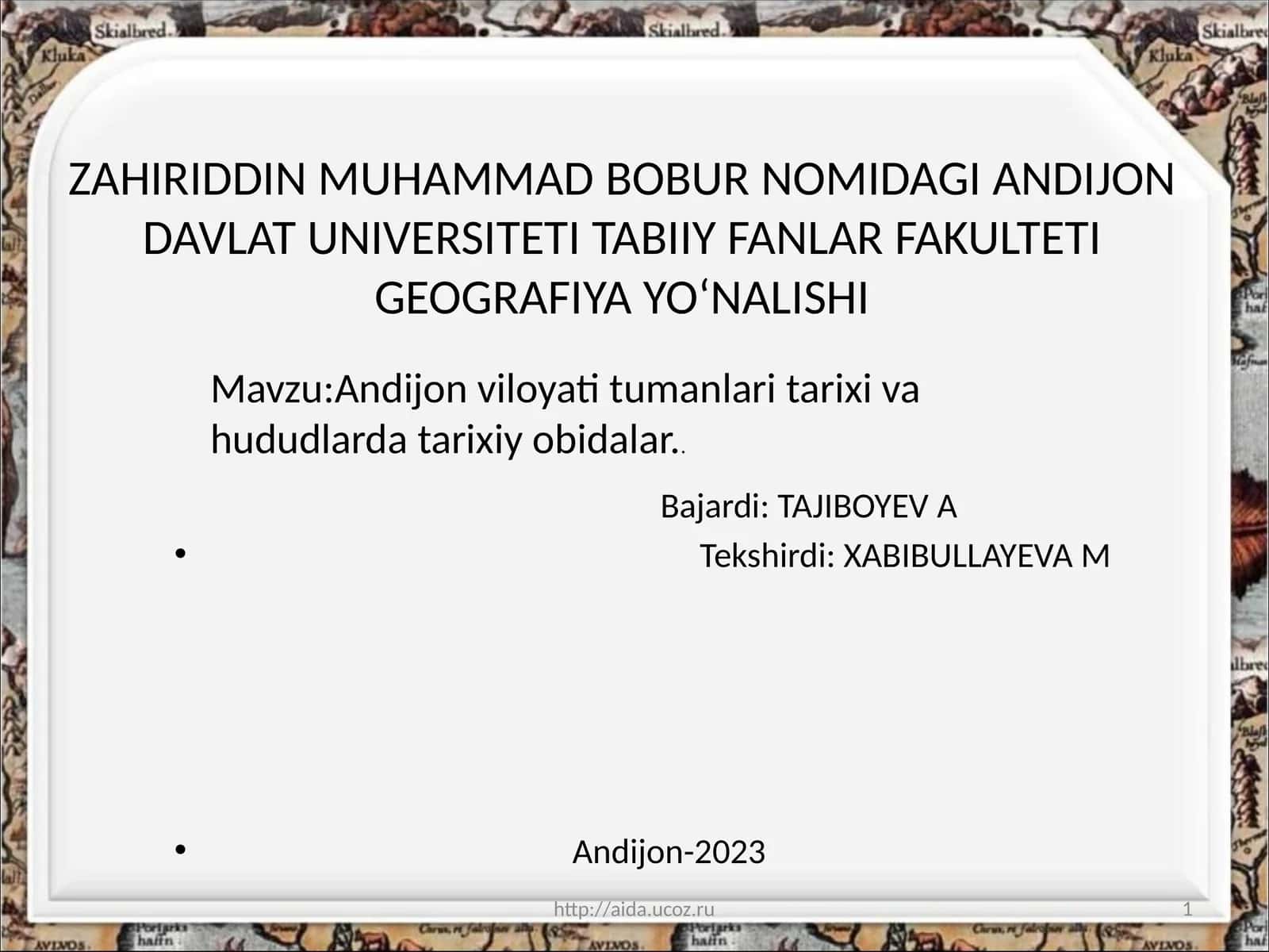 ANDIJONViloyati tumanlari tarixi va hududlarda tarixiy obidalar