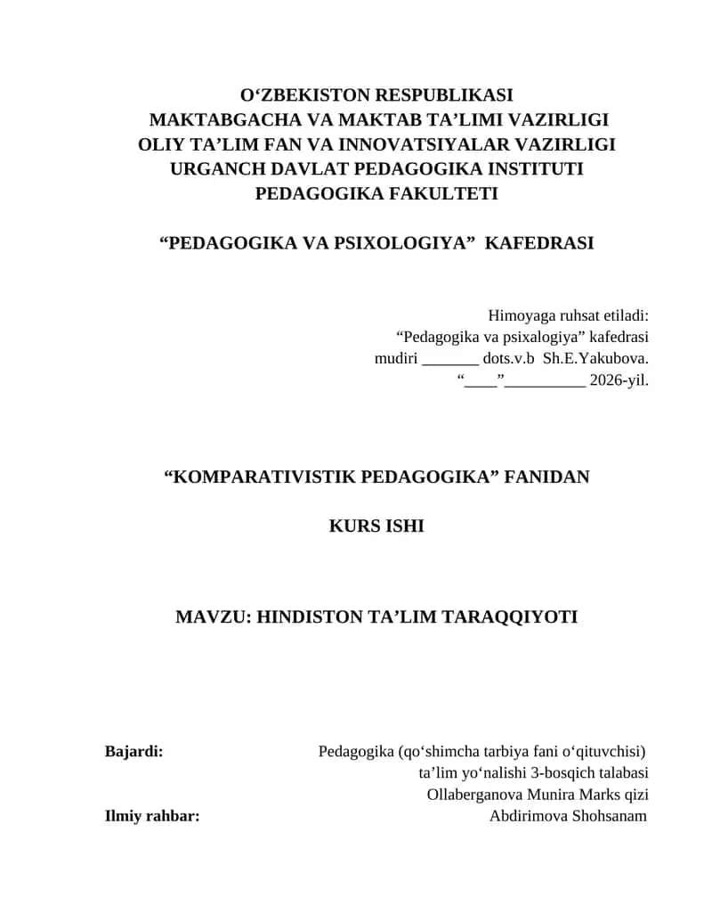 HINDISTON TA’LIM TARAQQIYOTI